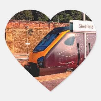 Maroon tåg hjärtformat klistermärke