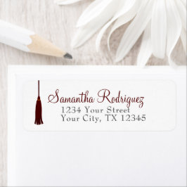 Maroon Tassel Studenten-etikett Returadress Etikett