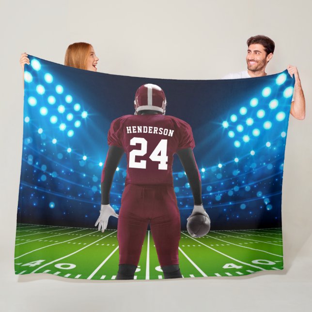 Maroon Tröja Personlig Fotbollsspelare Fleecefilt (På plats)