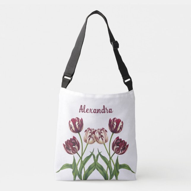 Maroon Tulips Crossbody Bag Axelväska (Framsida)