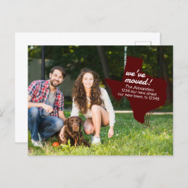 Maroon Vi Har Flyttat - Dotted Texas Moving Vykort