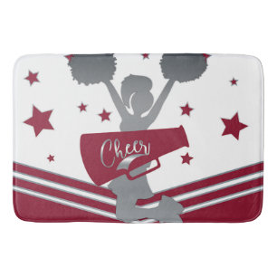 Maroon Vit Silver Stjärnor Cheer Cheerleading Badrumsmatta