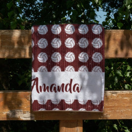 Maroon Volleyball Wood Golv Patterned Fleecefilt