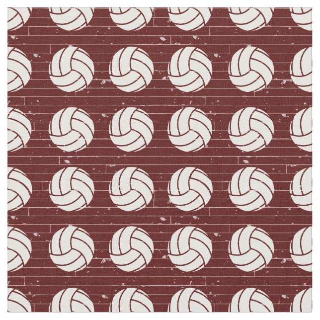 Maroon Volleyball Wood Golv Patterned Tyg (Närbild)
