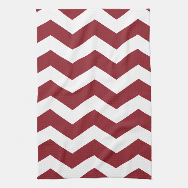 Maroon & White Chevron Kökshandduk (Vertikal)