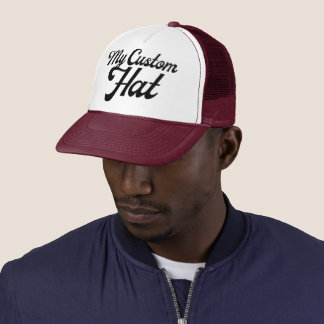 MAROON & WHITE Custom Trucker Hat Mesh Cap Blank Keps