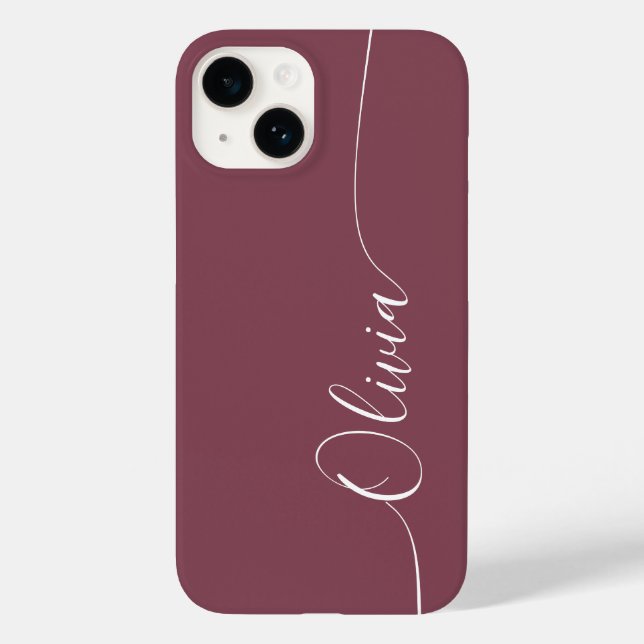 Maroon White Elegant Calligraphy Script Namn (Baksida)