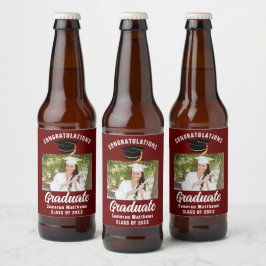 Maroon White Student Photo 2025 Studentfest Ölflaska Etikett