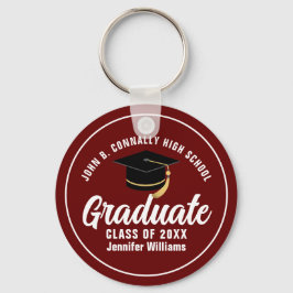 Maroon White Studenten Anpassningsbar 2025 Student Nyckelring