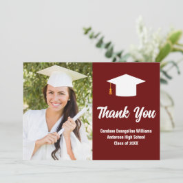 Maroon White Studenten Photo Personlig Tack Kort