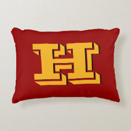 Maroon & Yellow School Pride Color Style Monogram Prydnadskudde