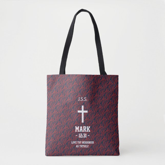Maroon Zebra Stripes Pattern Bible Verse Christian Tygkasse (Framsida)