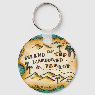 Marooned karta Keychain för papegojapiratskatt Nyckelring