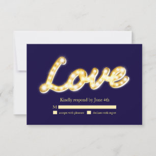 Marquee Lights RSVP - blå OSA Kort
