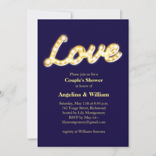 Marquee Ljus Couple Shower Inbjudan (Framsida)