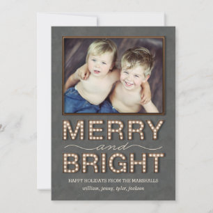 Marquee Ljus Helgdag Photo Card Merry och Bright Julkort
