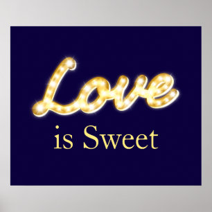 Marquee Ljus Kärlek är Sweet Poster - blue