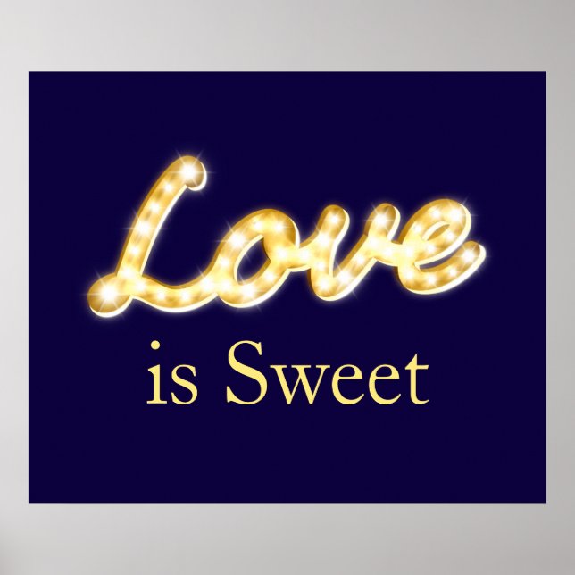 Marquee Ljus Kärlek är Sweet Poster - blue (Framsidan)