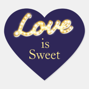 Marquee Ljus Kärlek är Sweet Sticker - blue Hjärtformat Klistermärke