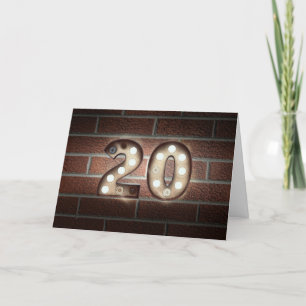 Marquee Ljus på Brick i 20:e födelsedagen Kort