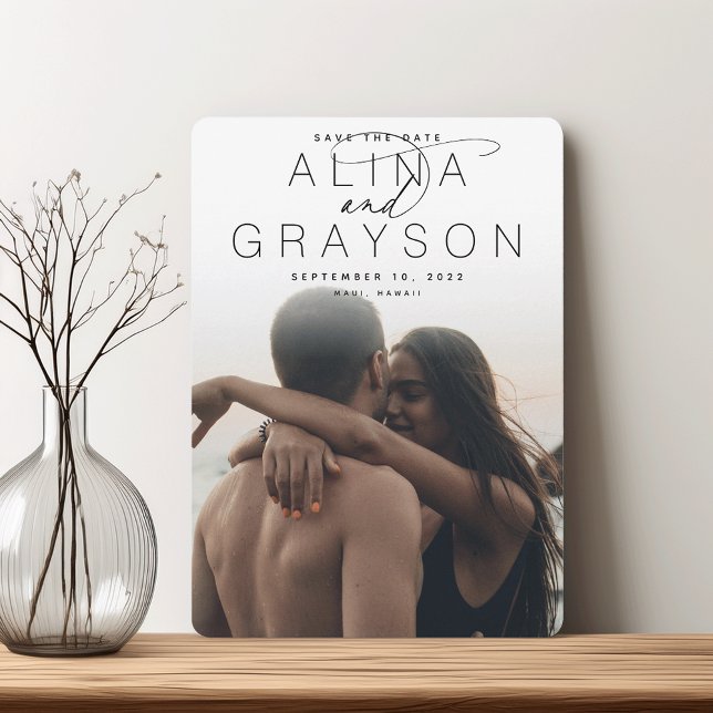 Marquee Namn | Modern Lodrät Photo Spara Datumet (Skapare uppladdad)