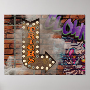 Marquee Sign Graffiti Scary Clown Poster