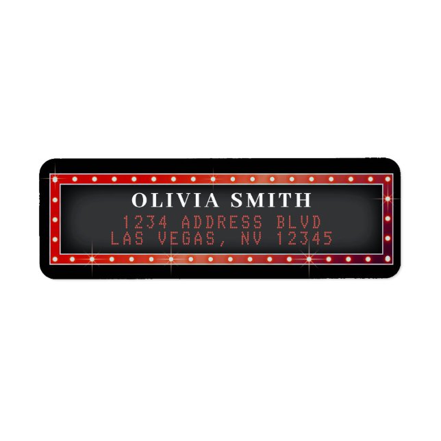 Marquee Sign Red & Black Returadress Etikett (Framsidan)