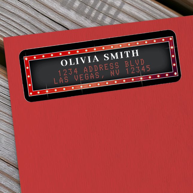Marquee skylt röd & svart adress returadress etikett (Marquee Sign Red & Black Label
)