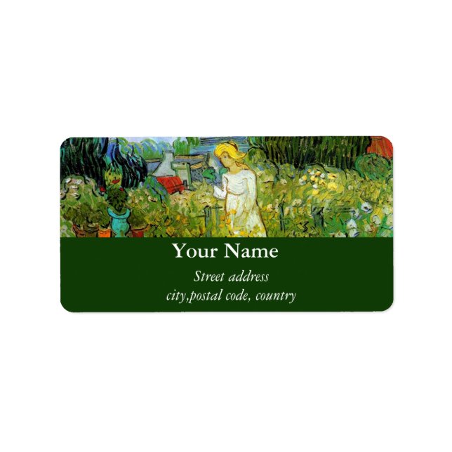 Marquerite Gachet i Garden, Vincent van Gogh. Adressetikett (Framsidan)