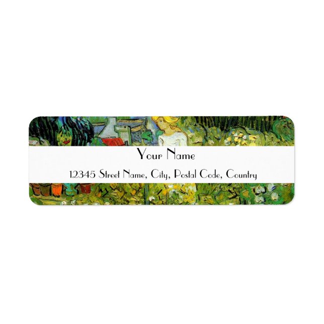 Marquerite Gachet i Garden, Vincent van Gogh. Returadress Etikett (Framsidan)