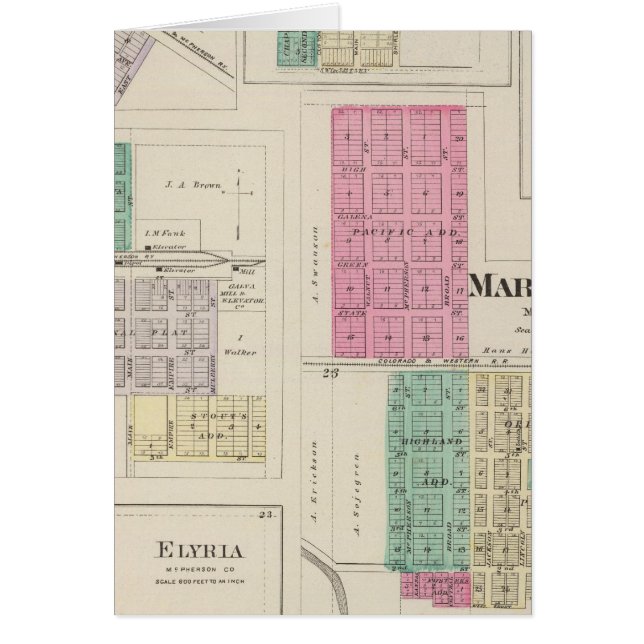 Marquette, Conway, Galva, Elyria, Ames, Kansas Hälsningskort (Framsidan)