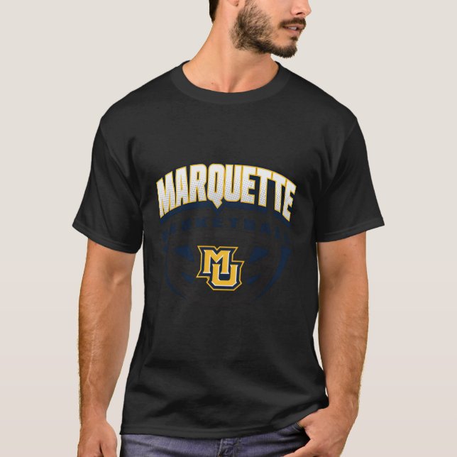 Marquette Golden Eagles Basketball Dribble Officia T Shirt (Framsida)