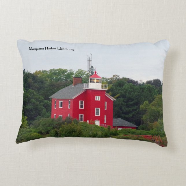 Marquette Harbor Lighthouse accentkudde Prydnadskudde (Baksidan)