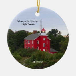 Marquette Harbor Lighthouse cirkelprydnad Julgransprydnad Keramik
