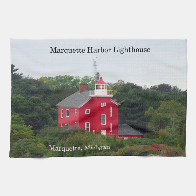 Marquette Harbor Lighthouse kökshandduk (Horisontell)