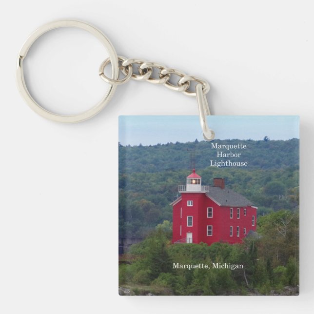 Marquette Harbour Lighthouse-nyckelring (Framsidan)