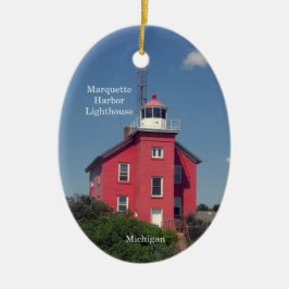 Marquette Harbour Lighthouse oval ornament