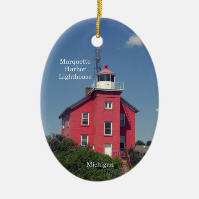 Marquette Harbour Lighthouse oval ornament (Framsidan)