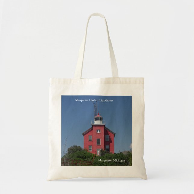 Marquette Harbour Lighthouse tote bag Tygkasse (Framsidan)