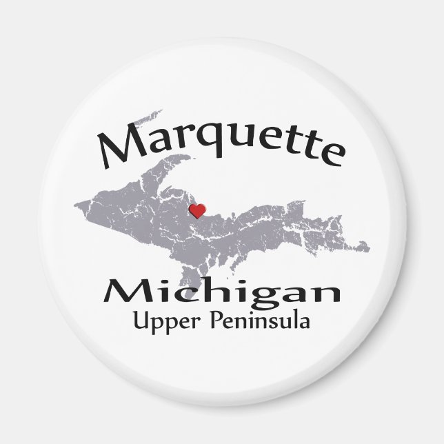 Marquette Michigan Heart Karta Design Magnet (Framsidan)