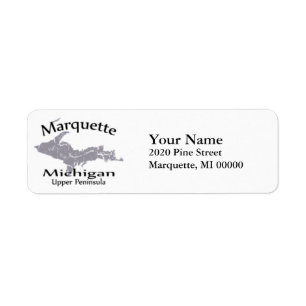 Marquette Michigan Karta Design Returadress Etikett