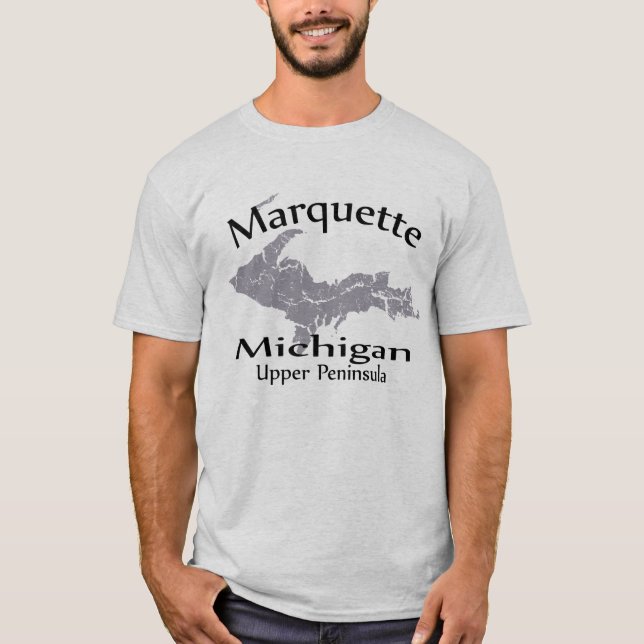 Marquette Michigan Karta Design T-shirt (Framsida)