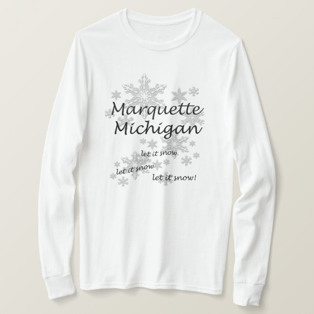 Marquette Michigan Snowflake Snö Dam Tröja (Design framsida)