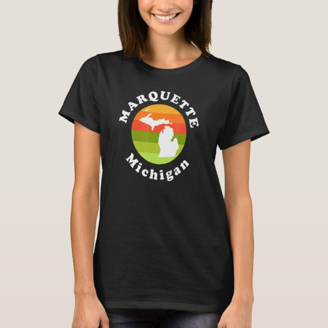 Marquette Michigan utomhus Sunrise MI Vacation T Shirt (Framsida)