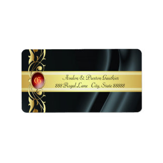 Marquis Black & Guld Silke Ruby Adressetiketters Adressetikett
