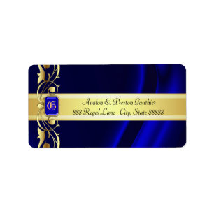 Marquis Blue & Guld Silke Adressetiketter