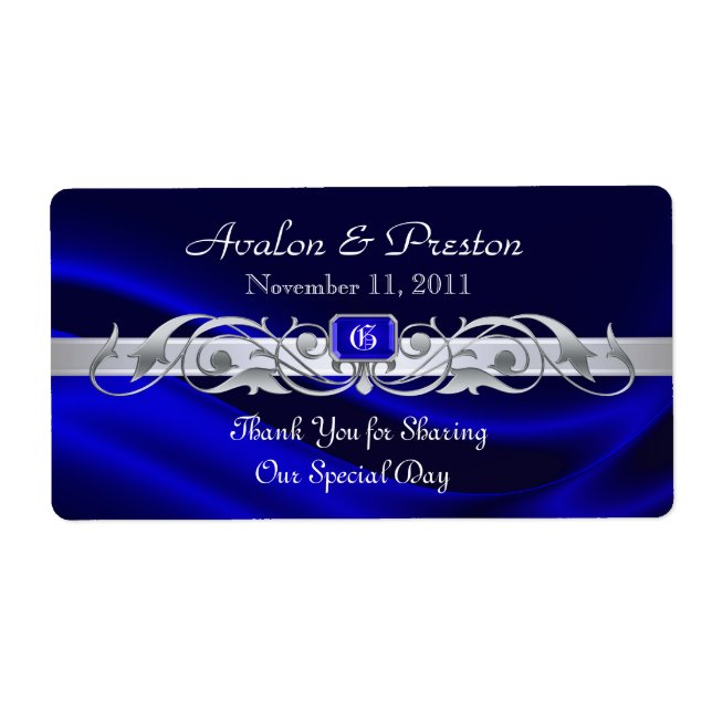 Marquis Blue Silke Silver Rulla Vin Bröllop Fraktsedel (Framsidan)