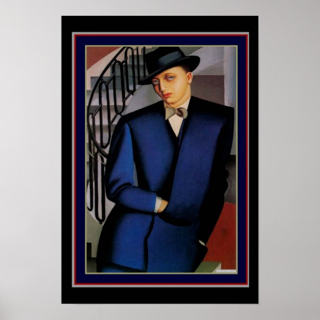 "Marquis d'Afflito" Art Deco Porträtt av Lempicka Poster (Framsidan)