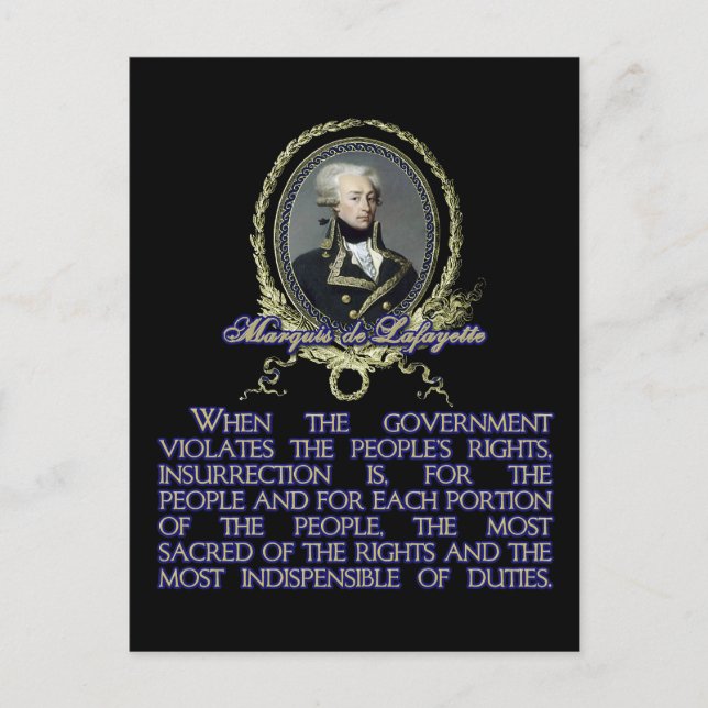 Marquis de Lafayette Quote on Insurrecension Vykort (Framsida)