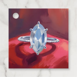 Marquise Diamant Förlovningsring Röd Akvarell Gåvor Etiketter